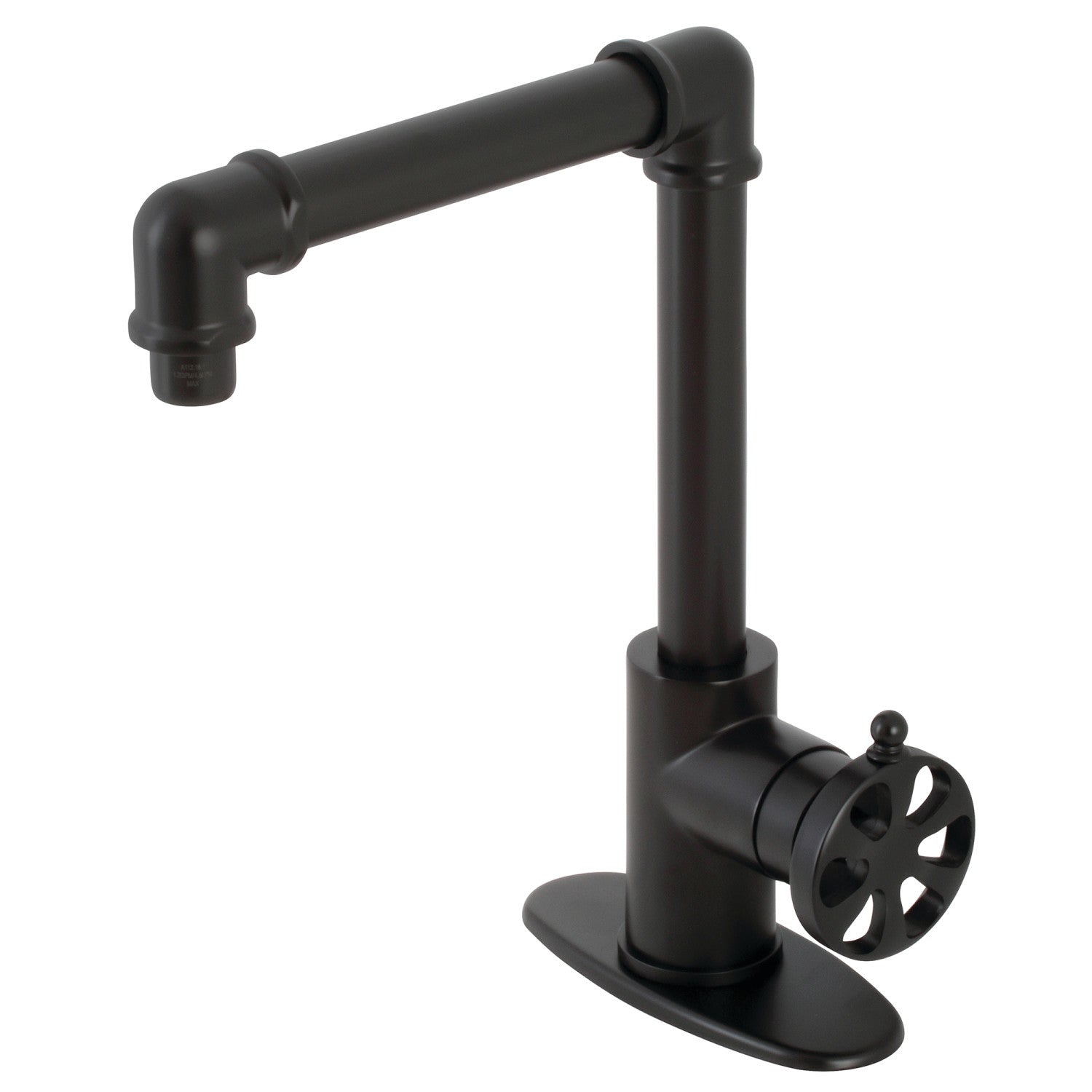 Kingston Sona KSD144RXMB - Belknap One-Handle 1-Hole Bathroom Faucet with Deck Plate and Push Pop-Up Drain, Matte Black — image 1